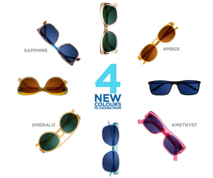 Essilor new colours amethyst emerald sapphire and amber