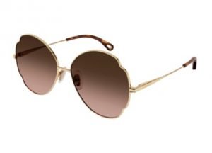 Chloe CH0093S gold and brown teardrop sunglasses