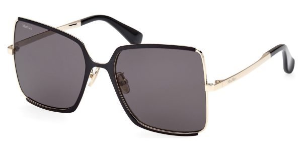 Max Mara MM0070-H Weho - 32A - Shiny Pale Gold With Black Enamel / Smoke Lenses