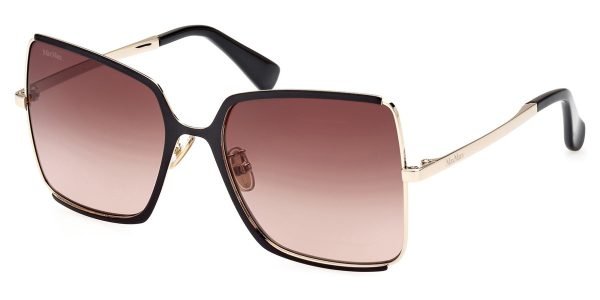 Max Mara MM0070-H Weho - 32F - Shiny Pale Gold With Black Enamel / Gradient Brown Lenses