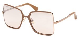 34K - Shiny Rose Gold With Camel Enamel / Light Beige W Silver Flash Lenses