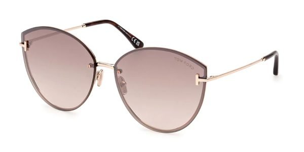 Tom Ford TF1106 Evangeline - 28G - Shiny Rose Gold/Brown Mirror