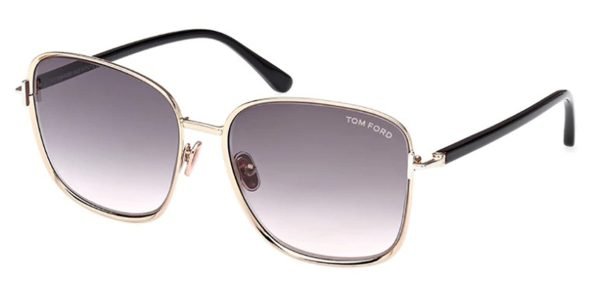 Tom Ford TF1029 Fern - 28B Shiny Rose Gold Shiny Black / Gradient Smoke