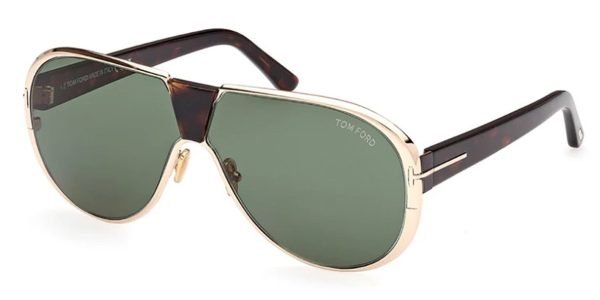 Tom Ford TF1072 Vincenzo - 28N Shiny Rose Gold Dark Havana / Green