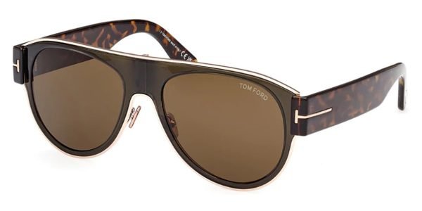 Tom Ford TF1074 Lyle-02 - 51J Shiny Dark Green Blonde Havana / Brown