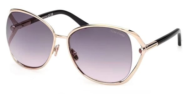 Tom Ford TF1091 Marta - 28B Shiny Deep Gold Shiny Black / Gradient Smoke