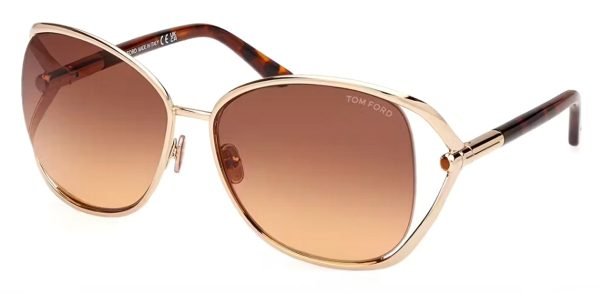 Tom Ford TF1091 Marta - 28F Shiny Deep Gold Blonde Havana / Brown