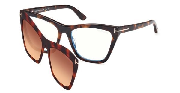 Tom Ford FT5971-B with clip-on - Dark Havana 052